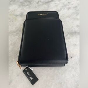 SAX Black Travel Wallet with Gold Accents